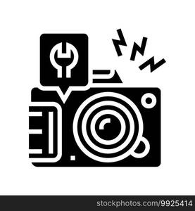 photo camera repair glyph icon vector. photo camera repair sign. isolated contour symbol black illustration. photo camera repair glyph icon vector illustration