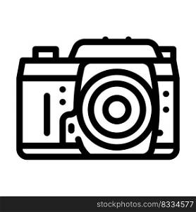 photo camera retro gadget line icon vector. photo camera retro gadget sign. isolated contour symbol black illustration. photo camera retro gadget line icon vector illustration