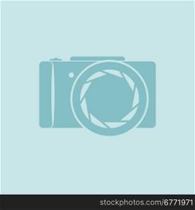 Photo camera symbol on light blue background, 2d vector, eps 8