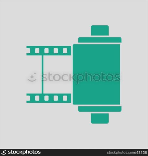 Photo cartridge reel icon. Gray background with green. Vector illustration.