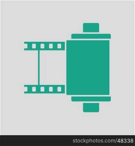 Photo cartridge reel icon. Gray background with green. Vector illustration.