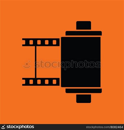 Photo cartridge reel icon. Orange background with black. Vector illustration.