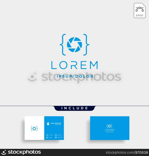 photo code logo design camera coding simple line vector. photo code logo design camera coding simple line