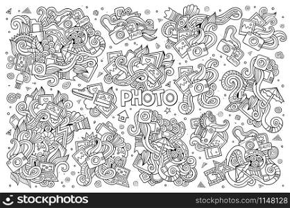 Photo doodles hand drawn sketchy vector symbols and objects. Photo doodles hand drawn sketchy vector symbols
