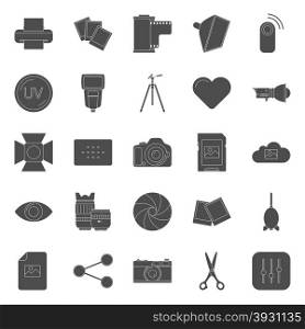 Photo equipment end editing silhouettes icons set. Photo equipment end editing silhouettes icons set vector graphic illustration design