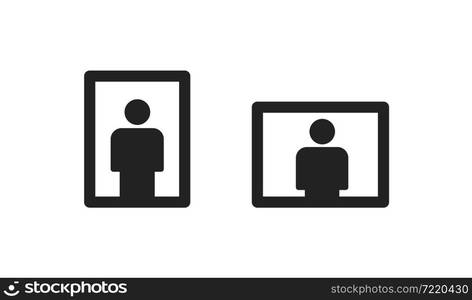 Photo flip icon set. Landscape rotate symbol. Orientation portrait sign in vector flat style.