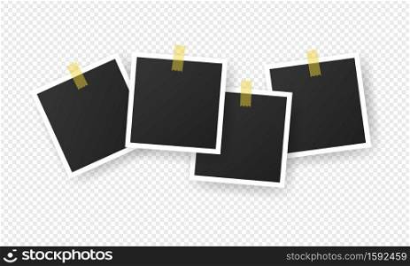 Photo frame blank icon set. Adhesive tape. Picture. Vector on transparent isolated background. EPS 10.. Photo frame mockup design. Adhesive tape. Picture. Vector on transparent isolated background. EPS 10