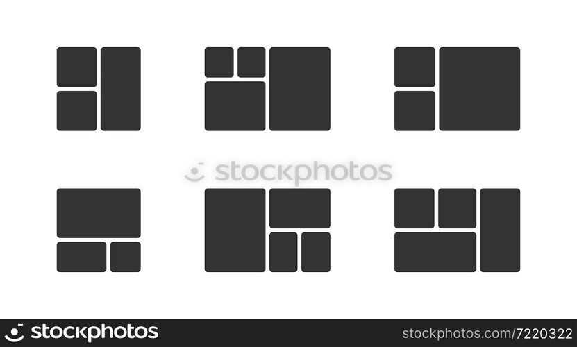Photo frame icon. Picture border. Album image template concept in vector flat style.