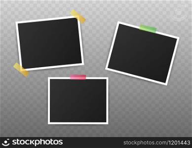 Photo frame mockup design. Realistic photograph with blank space for your image. Vector stock illustration. Photo frame mockup design. Realistic photograph with blank space for your image. Vector stock illustration.
