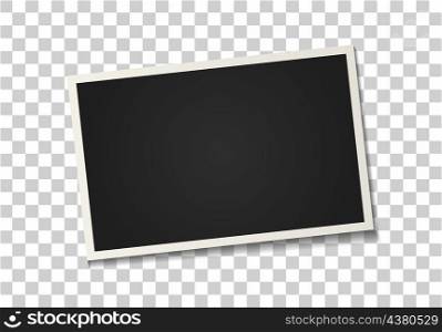 Photo frame. Paper photoframe, picture and photography. Old album with realistic photo frame. Blank mockup with shadow for photograph, scrapbook and memory on transparent background. Vector.