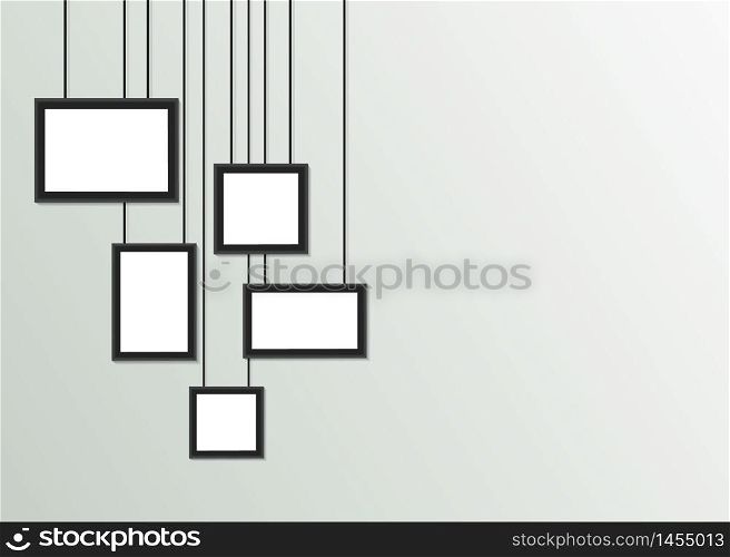 Photo frame, picture for art, painting, interior of room. Hanging picture frame gallery on wall. Photo frame background for text or memories. vector illustration. Photo frame, picture for art, painting, interior of room. Hanging picture frame gallery on wall. Photo frame background for text or memories. vector