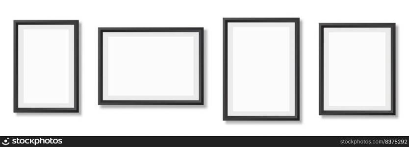 Photo frame. Picture frames set with shadow. Vector illustration