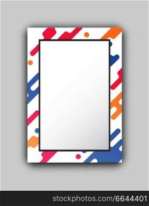 Photo frame with paint splashes border and abstract geometric figures vector illustration isolated on white background. Empty creative pattern. Photo Frame with Paint Splashes Border and Figures