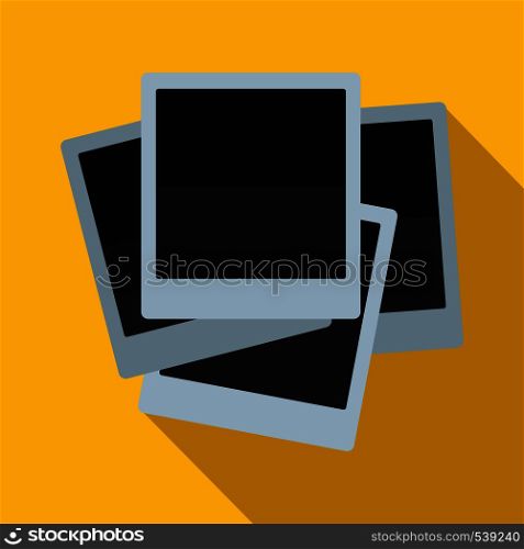 Photo frames icon in flat style on yellow background. Photo frames icon, flat style