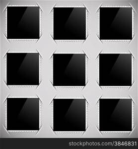 Photo Frames Isolated on Grey Paper Background. . Photo Frames.