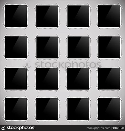 Photo Frames Isolated on Grey Paper Background. . Photo Frames