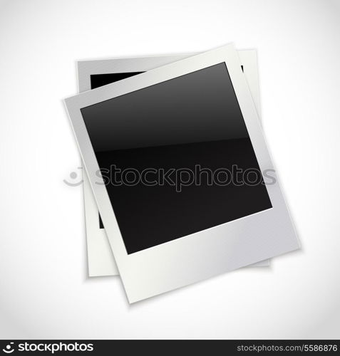 Photo frames retro instant picture black cards isolated on white background vector illustration.