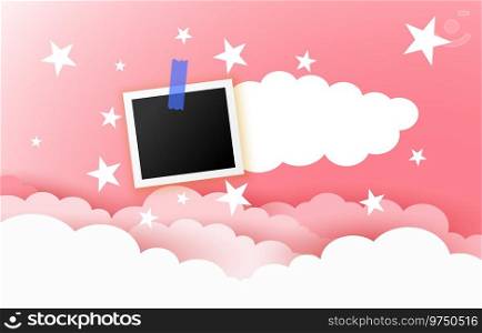 Photo frames with clouds stars Royalty Free Vector Image