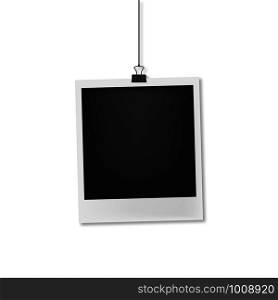 photo on terminal clip hangs on string, vector. photo on terminal clip hangs on string