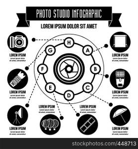 Photo studio infographic banner concept. Simple illustration of photo studio infographic vector poster concept for web. Photo studio infographic concept, simple style