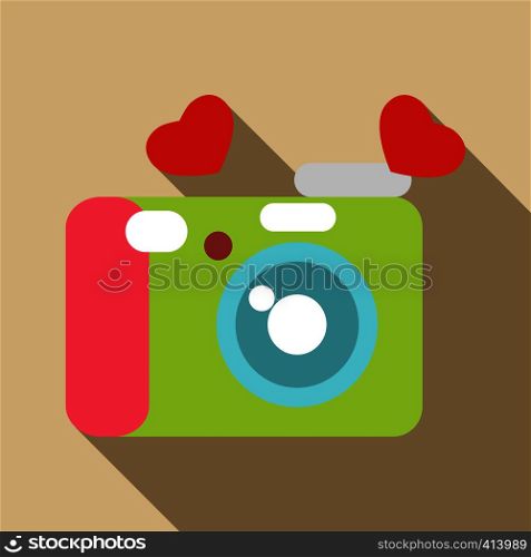 Photocamera icon. Flat illustration of photocamera vector icon for web design. Photocamera icon, flat style