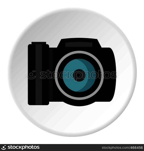 Photocamera icon in flat circle isolated on white background vector illustration for web. Photocamera icon circle