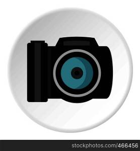 Photocamera icon in flat circle isolated on white background vector illustration for web. Photocamera icon circle