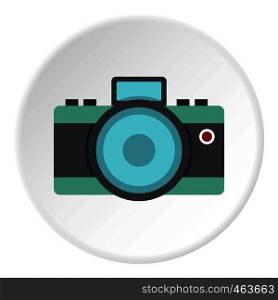 Photocamera icon in flat circle isolated vector illustration for web. Photocamera icon circle