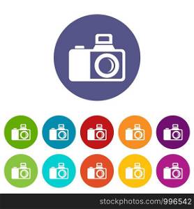 Photocamera icons color set vector for any web design on white background. Photocamera icons set vector color