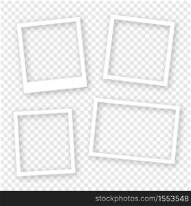 Photoframe vector collection, realistic photography frames in blank white mock up style on transparent background isolated illustration