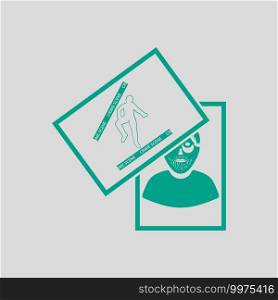 Photograph Evidence Icon. Green on Gray Background. Vector Illustration.