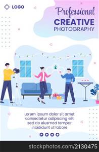 Photographer with Camera and Digital Film Equipment Flyer Template Flat Illustration Editable of Square Background for Social Media or Web