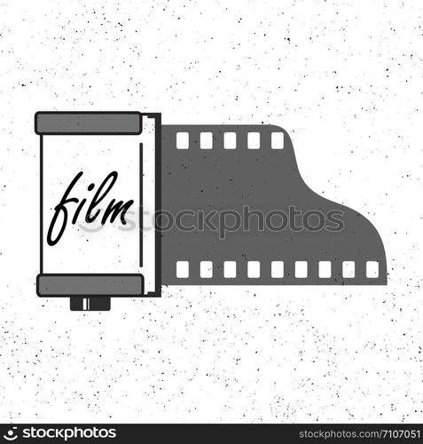 Photographic film cassette icon on grunge background. Photographic film cassette icon on grunge background.