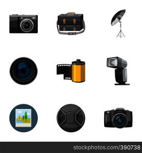 Photographic icons set. Cartoon illustration of 9 photographic vector icons for web. Photographic icons set, cartoon style