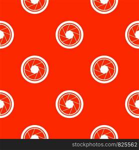 Photographic objective pattern repeat seamless in orange color for any design. Vector geometric illustration. Photographic objective pattern seamless