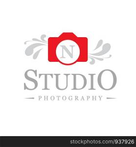 Photographic studio logo design with typographic vector
