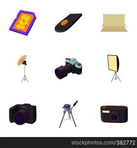 Photographing icons set. Cartoon illustration of 9 photographing vector icons for web. Photographing icons set, cartoon style