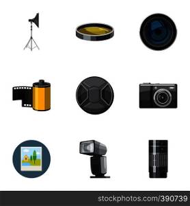 Photographing icons set. Cartoon illustration of 9 photographing vector icons for web. Photographing icons set, cartoon style