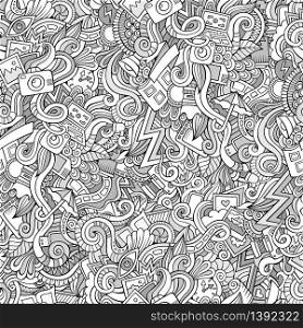 Photography abstract doodles cartoon funny seamless pattern. Photography doodles seamless pattern