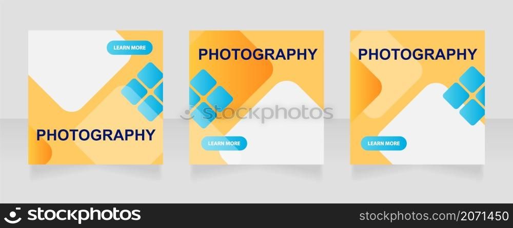 Photography art exhibition web banner design template. Vector flyer with text space. Advertising placard with customized copyspace. Printable poster for advertising. Arial font used. Photography art exhibition web banner design template