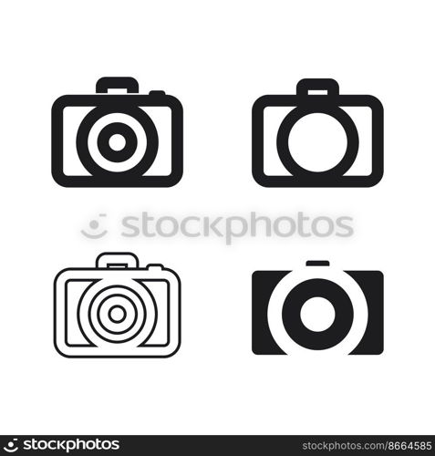 photography camera logo icon vector design template isolated on black background