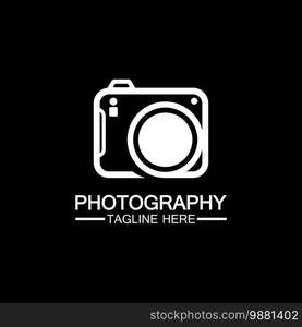 photography camera logo icon vector design template isolated on black background