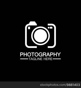 photography camera logo icon vector design template isolated on black background