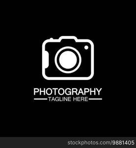 photography camera logo icon vector design template isolated on black background