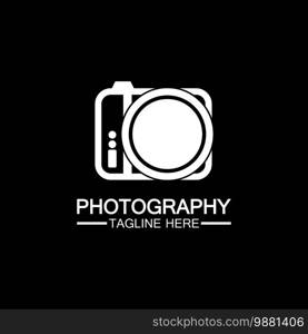 photography camera logo icon vector design template isolated on black background