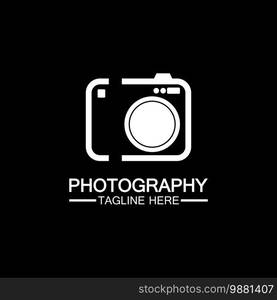 photography camera logo icon vector design template isolated on black background