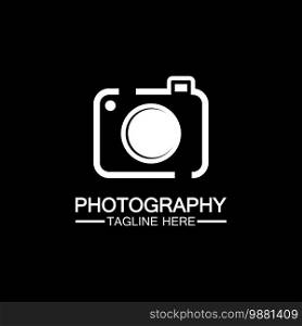 photography camera logo icon vector design template isolated on black background