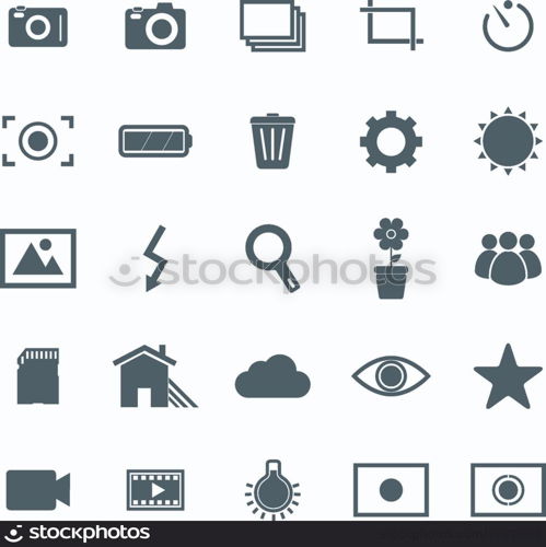 Photography icons on white background