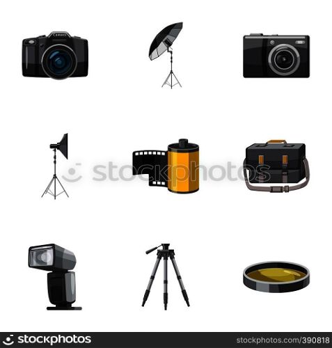 Photography icons set. Cartoon illustration of 9 photography vector icons for web. Photography icons set, cartoon style