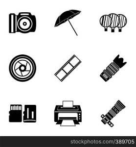 Photography icons set. Simple illustration of 9 photography vector icons for web. Photography icons set, simple style